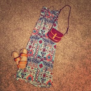 Strapless Aztec Maxi Dress